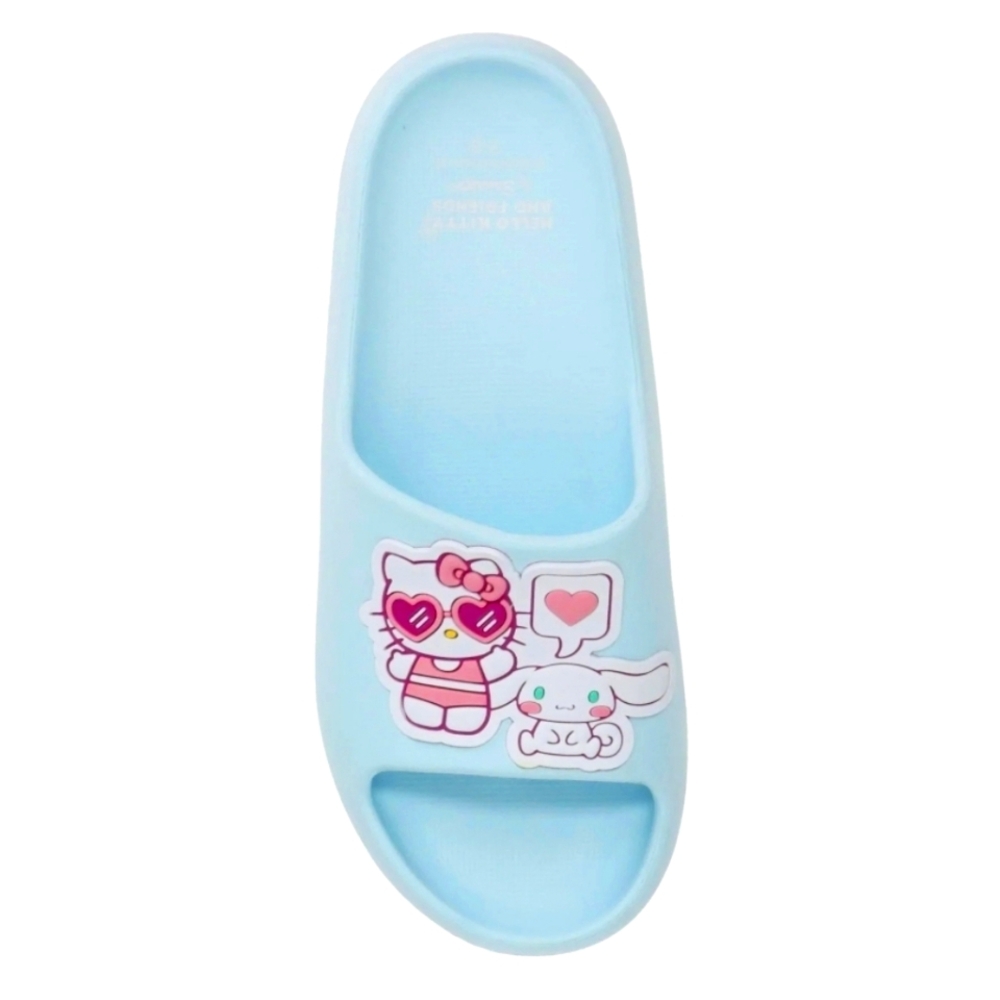 Women Hello Kitty and Cinnamoroll Light Blue Slide Sandals